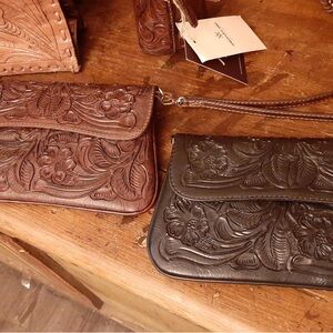 Floral Embossed Leather Crossbody Bag